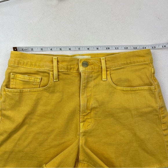 FRAME Le Brigette Cloud Denim Shorts in Citrine - Picture 4 of 7